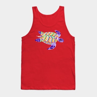 purple kawaii mexican caribbean carey turtle tortoise in ecopop floral wallpaper Tank Top